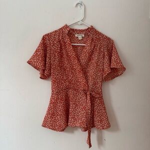 wrap blouse, peplum top, floral blouse, summer top
96% polyester, 4% spandex